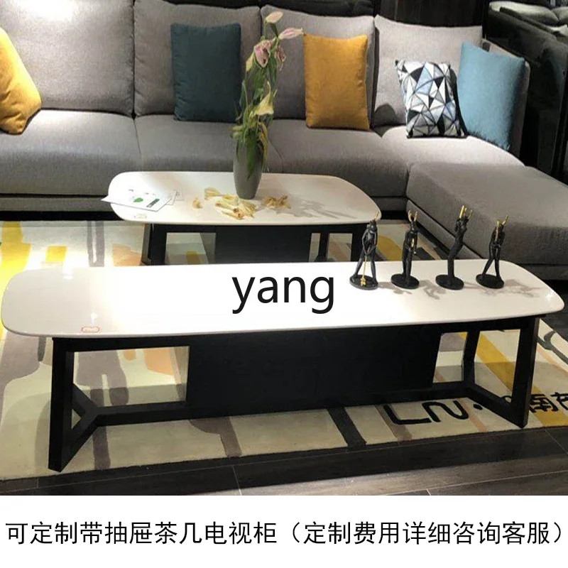 LMMmarble coffee table, simple and modern, rectangular small apartment living room assembled solid wood furniture