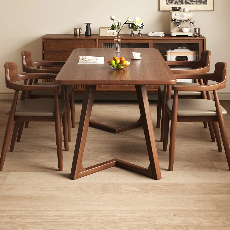 

Solid wood dining table living room, household small apartment rectangular dining table, medieval simple eating table