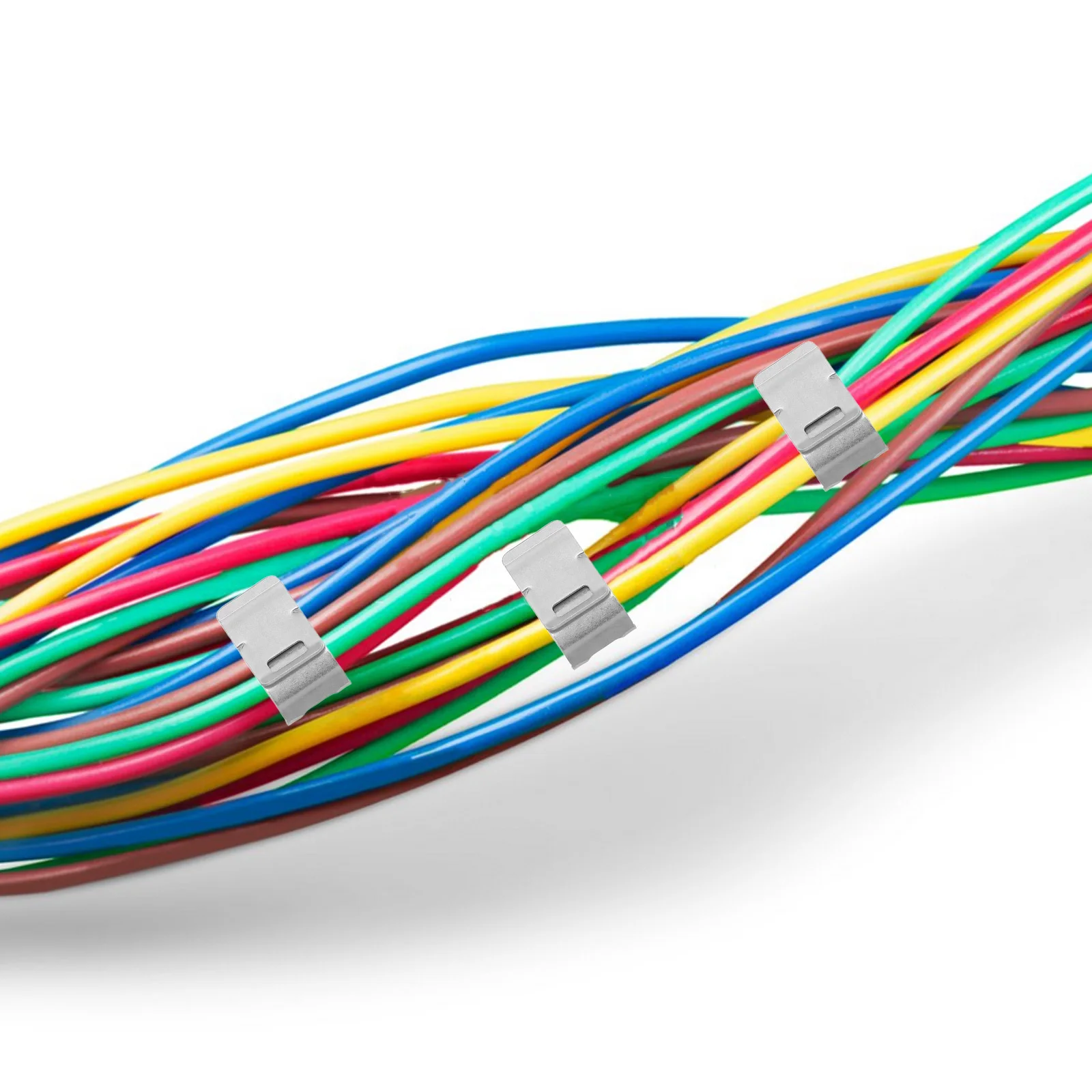 

50pcs Stainless Steel Metal Cable Clips Solar Panel Photovoltaic Wire Clamps Uv Resistant Durable Tool Free Installation