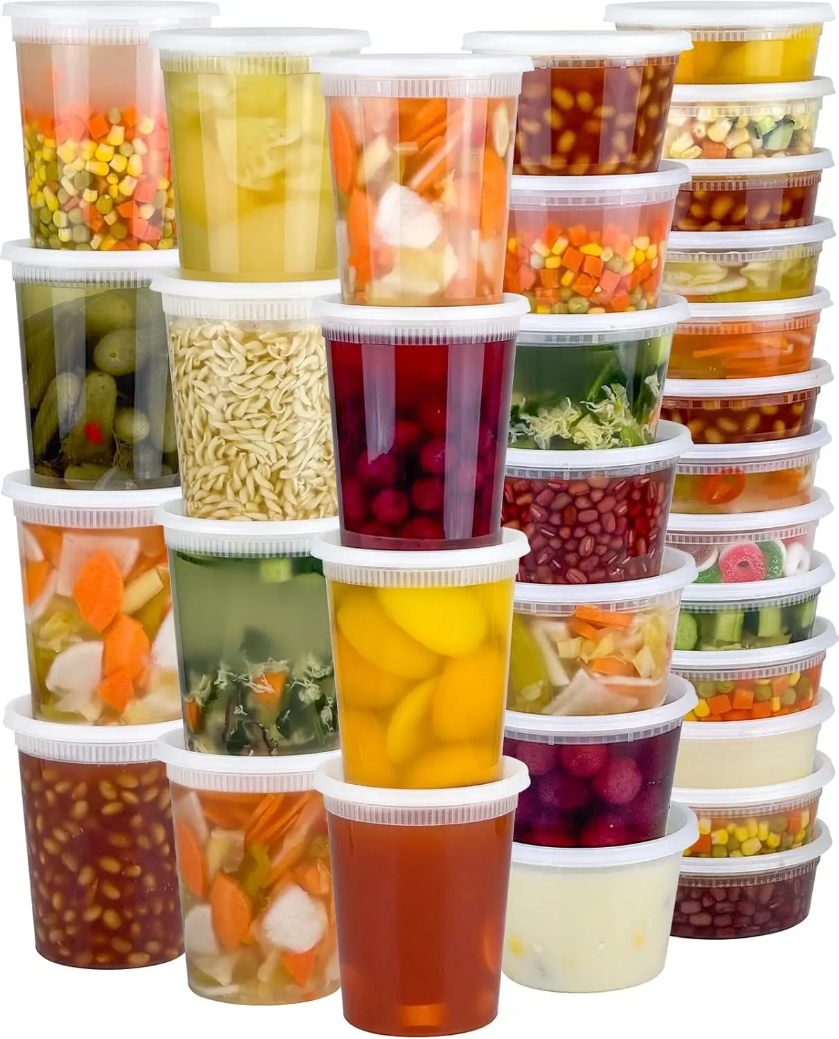 60 Sets (120-Piece) Leak-Proof Food Storage Containers with Lids, 32/16/8 oz Each, Freezer/Microwave/Dishwasher Safe