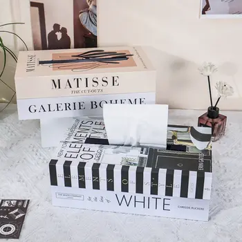 קופסת טישו בסגנון ספר יוקרתית מחזיק מפיות מקרה נייר קופסת מיכל אופנה מלון אחסון קופסת שולחן בית קישוטי קישוט 8 best sales מחזיק קופסת טישו מרובעת - №6