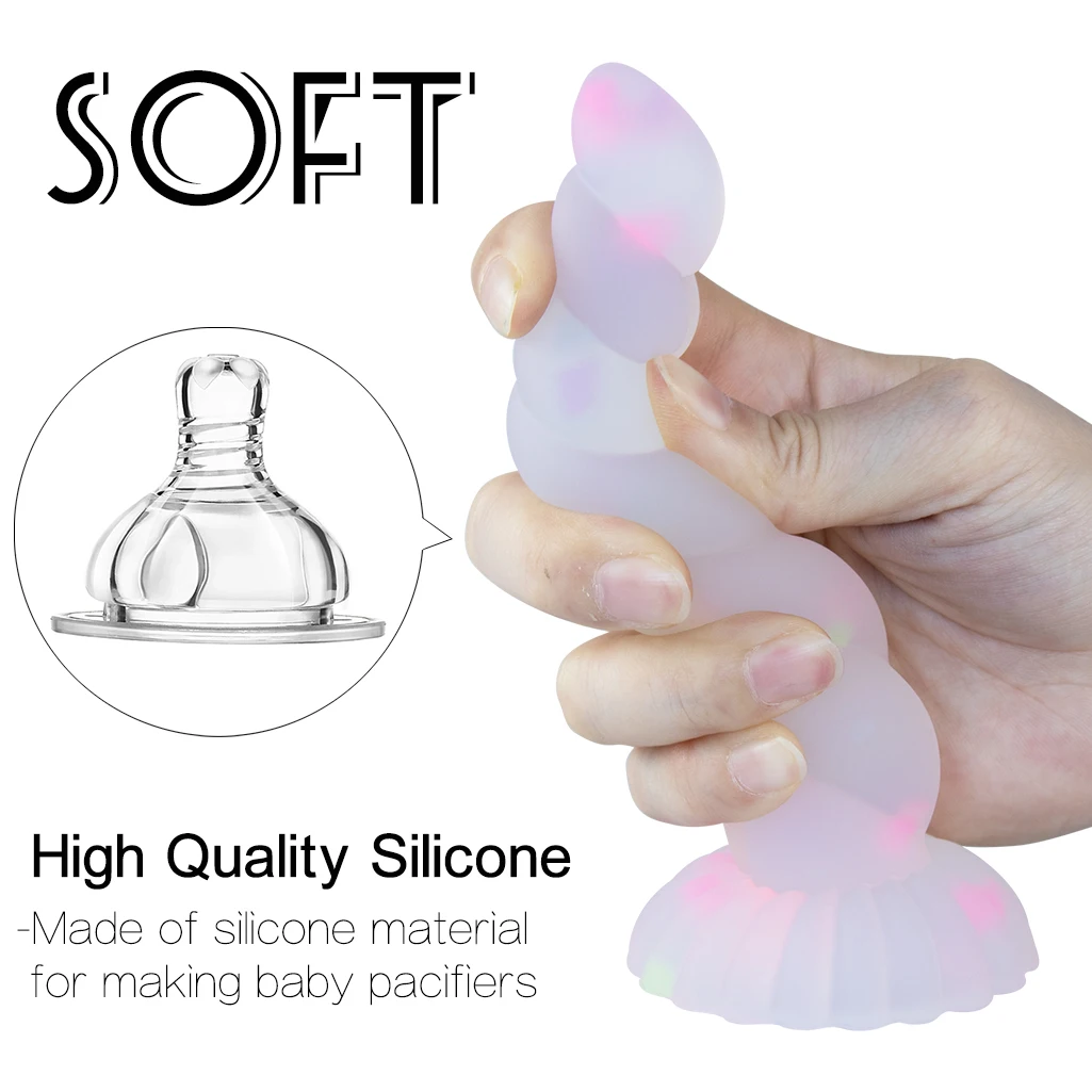Glow in Dark Liquid Silicone Realistic Dildo Anal Butt Plug Strong Suction Cup Hands Free G Spot Massager - view 4
