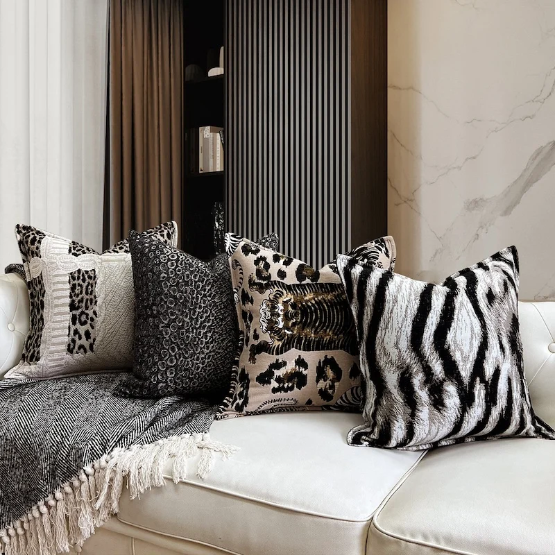 Modern Safari Animal Print Pillow Covers Luxury Jungle Cushion Leopard & Tiger Textured Decorative Cushions for Sofa Living Room