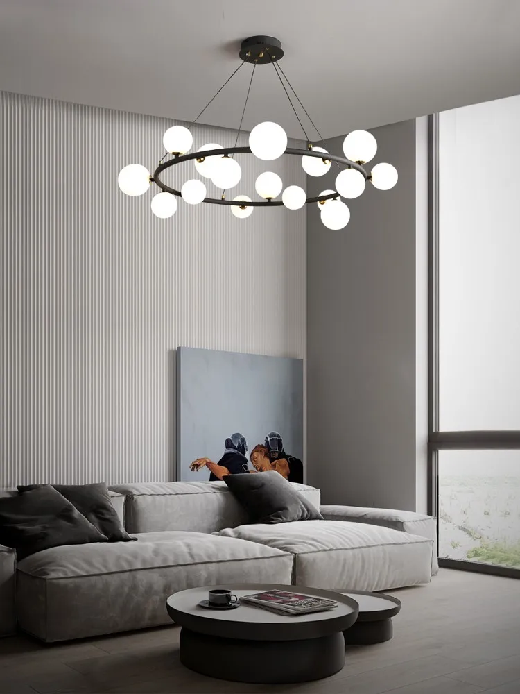Modern New Light Luxury Golden Magic Beans Living Room Ball Glass Chandelier Creative Personality