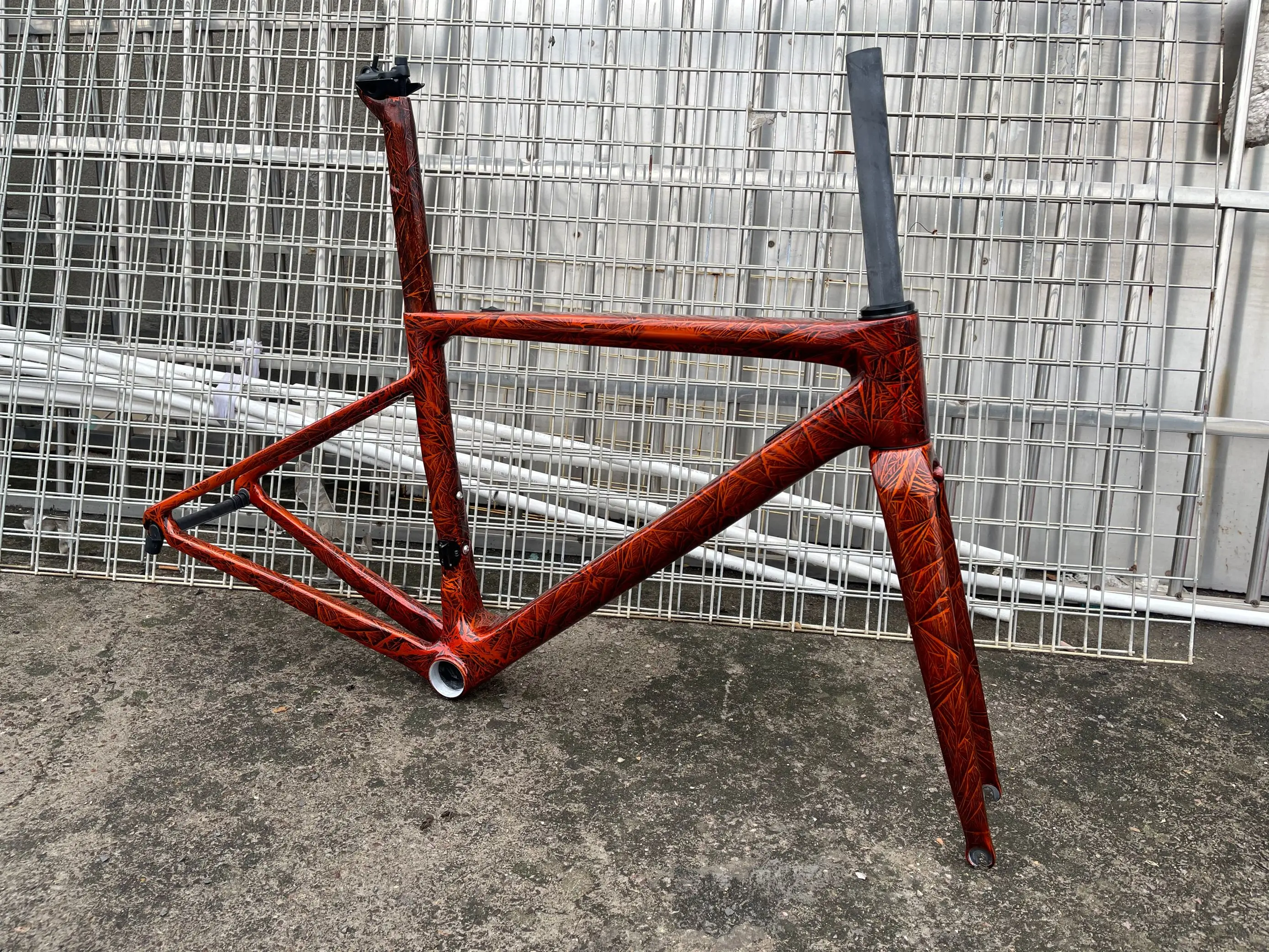 V3RS Orange Frozen Frames Ice Texture T1100 Carbon Frameset Bicycle Road Bike Frame+Fork+Seatpost+Headset+Clamp 6 Colors