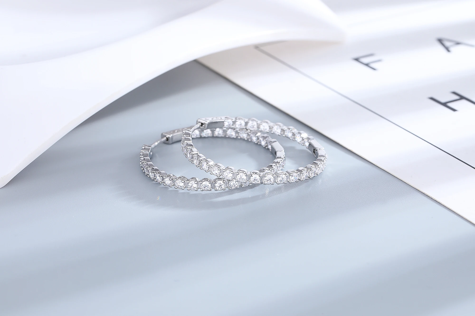 S925 Silver 39mm Big Circle Hoop Earrings For Women Fashion Wedding Fine Jewelry C Hoop Earring