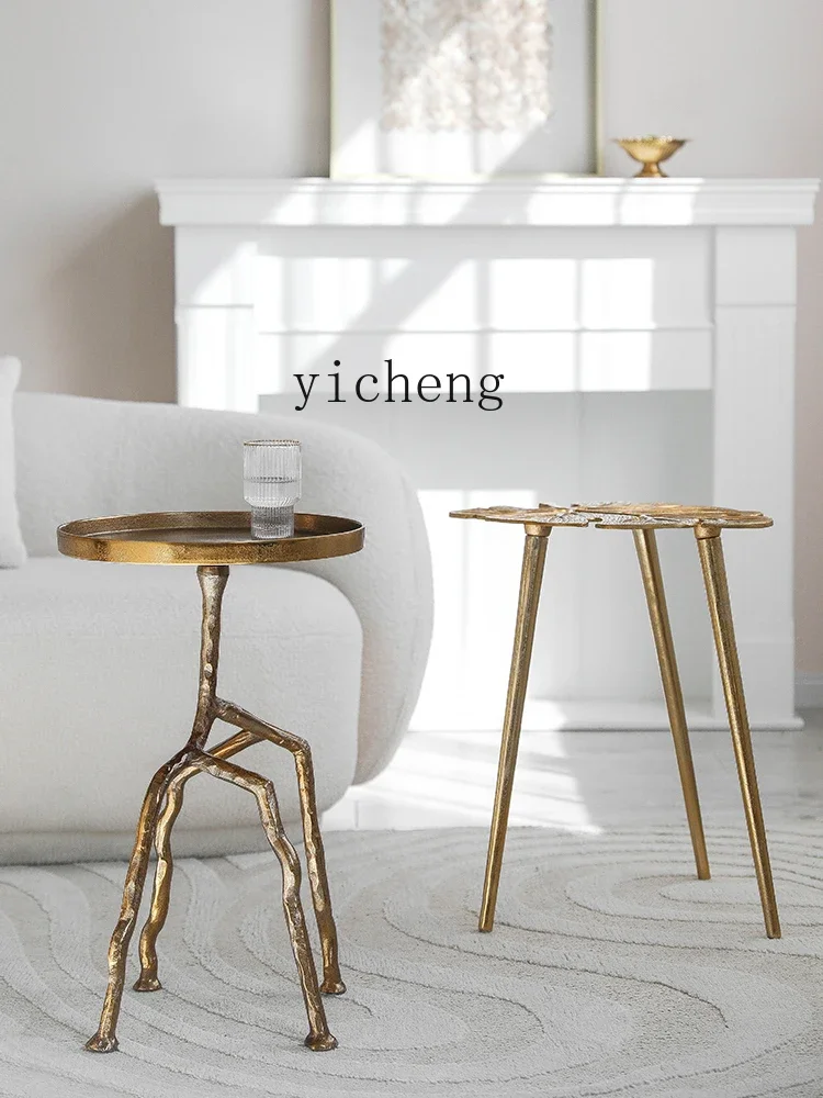 

HYS aluminum edge tle creative gold leaf coff tle living room sofa corner tle home decoration