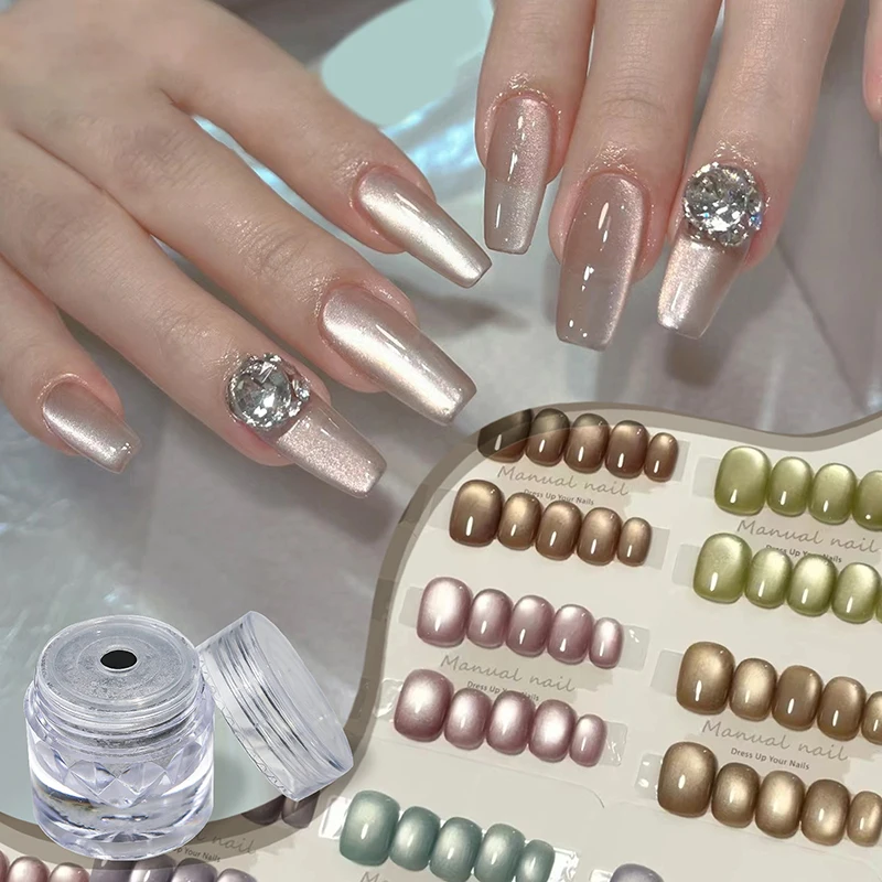 Decorazione per unghie sabbie mobili Polvere fine fai da te Glitter per unghie Porcellana universale Polvere per occhi di gatto bianco Glitter di cristallo a specchio