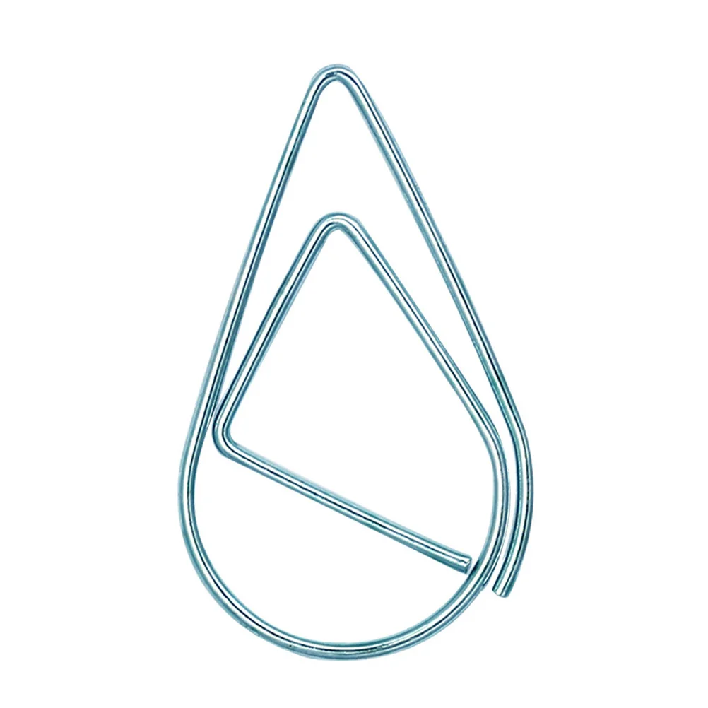 

50Pcs Creative Water Drop Shape Paper Clips Gold Silver Black Metal Bookmark Clips for Office School Photo Organizers