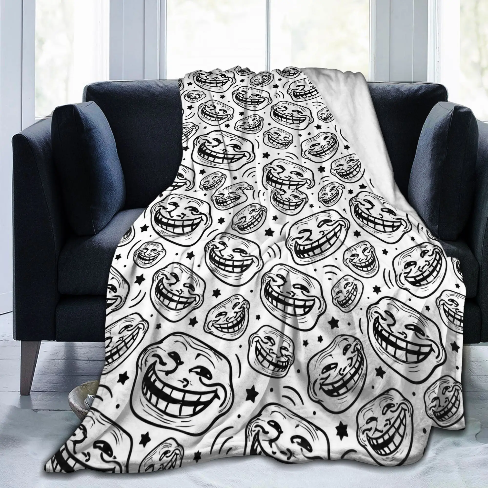 Rage Comic Trollfac Trunk Funny Anime Blanket Quality Warm Soft  Throw Blanket Winter Travel Couch Chair Sofa Bed Bedspread