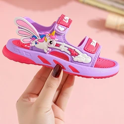 Girls' Sandals Summer New Cute Princess Sandals Middle and Large Children's Beach Shoes Soft soled Girls' Sports Sandals