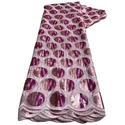 5 Yards High grade African Organza Cutout Lace Clean Holed Sequins Voile Fine Textured Nigerian Fabric For Occasions Celebrants