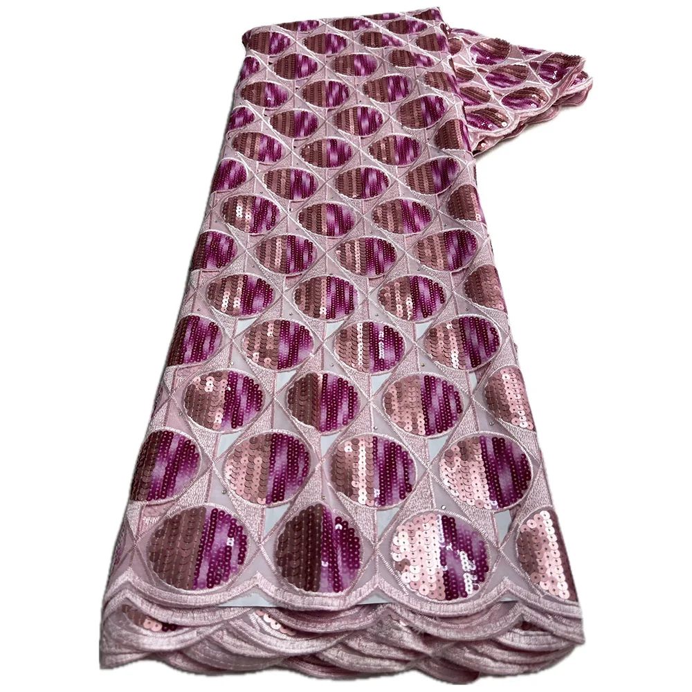 5 Yards High Grade African Organza Cutout Lace Clean Holed Sequins Voile Fine Textured Nigerian Fabric For Occasions Celebrants