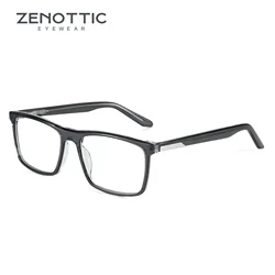 ZENOTTIC Trend Acetate Optical Glasses Large Frame Square Solid Splicing Eyewear Fashion Non-Prescription Eyeglasses 1986