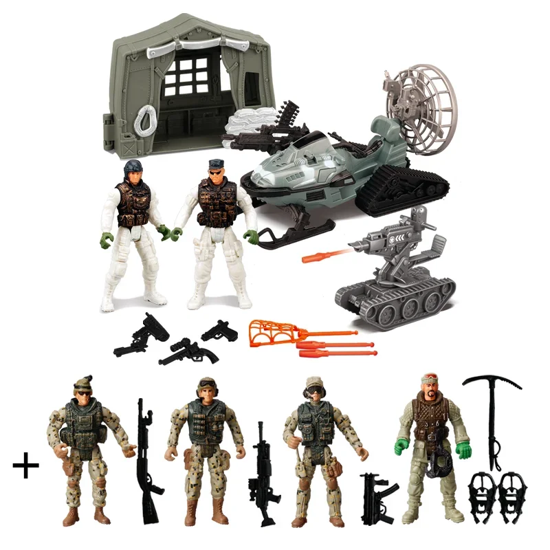 ألعاب قوات الجيش الخاصة ذاتية الصنع مع الخيام العسكرية لخزان الثلج أجزاء الأسلحة العسكرية جنود التمويه يلعبون لهدايا الصبي #2