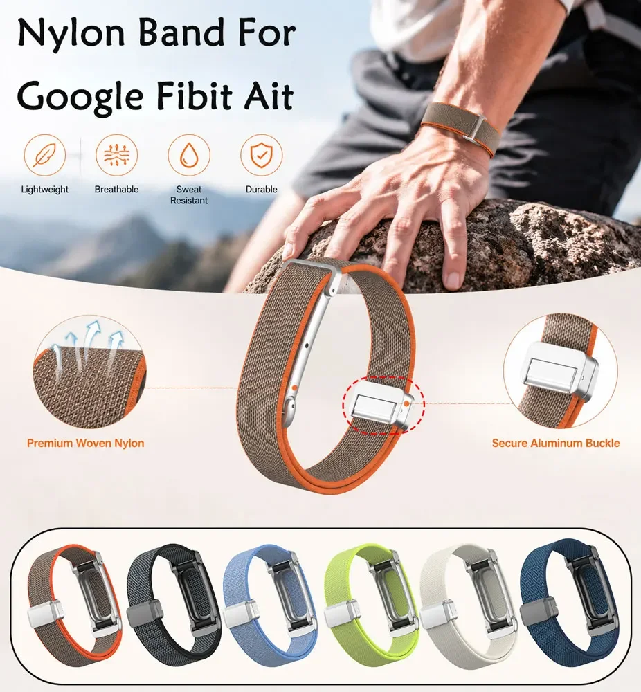 Nylon Watch Strap for Google Fitbit Air Paired with A Metal Frame Magnetic Clasp Sturdy and Durable Band  for Google Fitbit Air