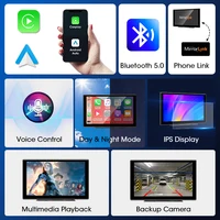 Srnubi 7 "10" écran tactile multimédia portable pour voiture, sans fil, Carplay et Android, Navigation automatique, rétroviseur, pour Apple Android Stereo 2