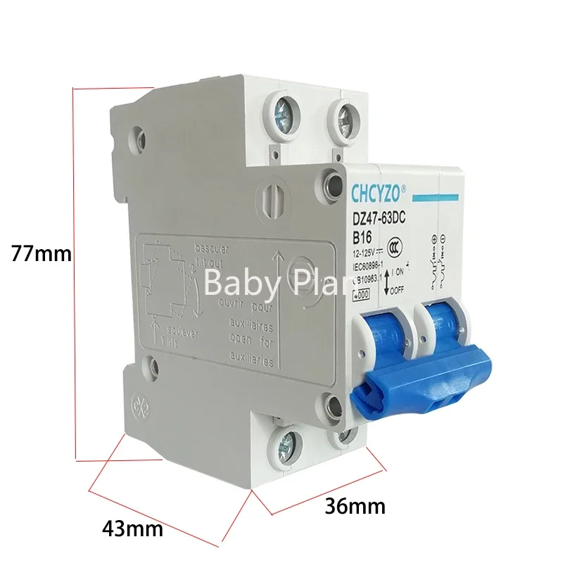 2P 12V 24V 36V 48V 60V 72V 96/120V DC Circuit Breaker Solar Cells E-bike Scooter Battery Circuit Breaker 16A 20A 32A 40A 50A 63A