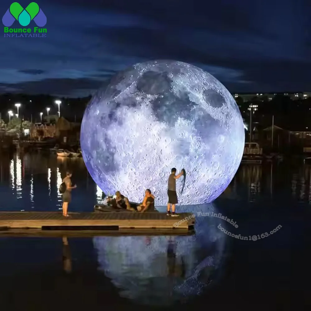 

Blow Up Giant Inflatable Moon With Built in LED Lights Airtight PVC Planet Balloon Earth Balloon For Festival Decoration