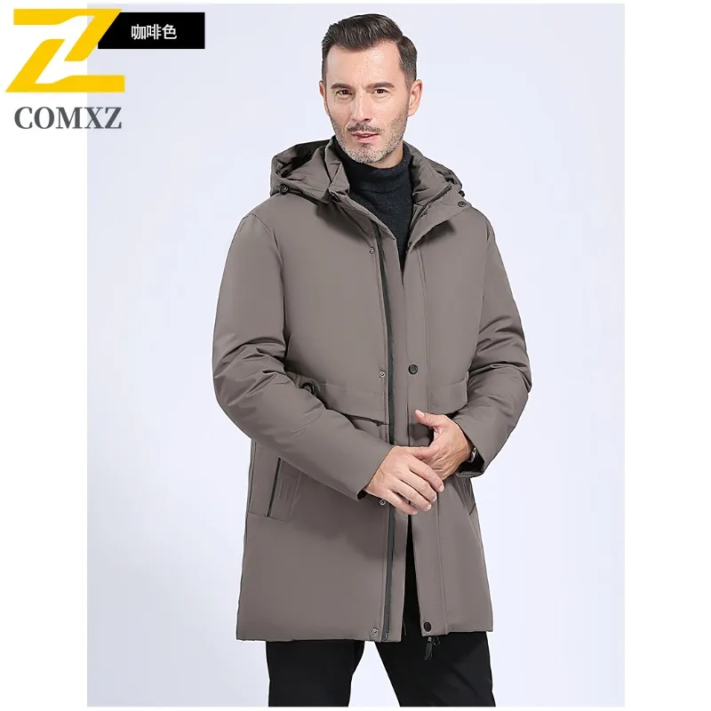 COMXZ جديد الرجال منتصف طول أسفل سترة ملابس الشتاء منتصف العمر أبي دعوى المسنين معطف الرجال سميكة الأبيض بطة أسفل سترة واقية