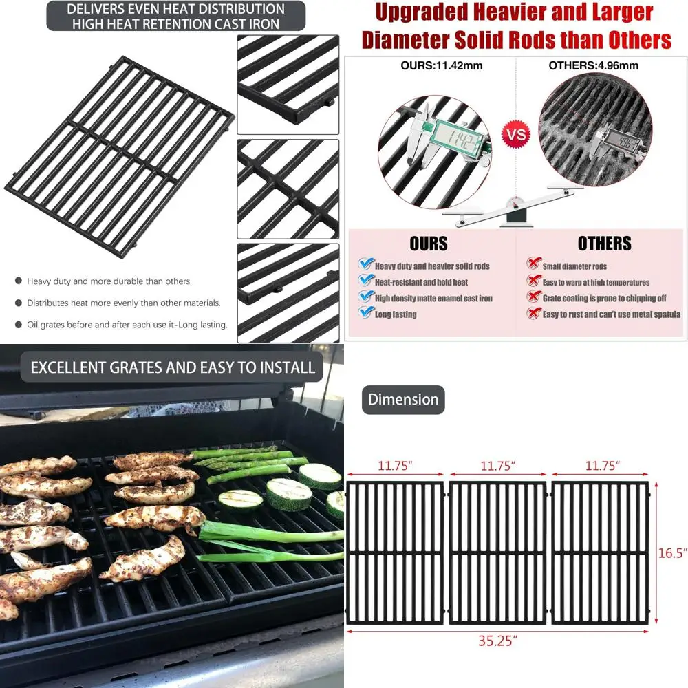 

Dyna-Glo 6-Burner Gas Grill Replacement Parts: Cast Iron Cooking Grates for Models DGF600SSP & DGB610SSP