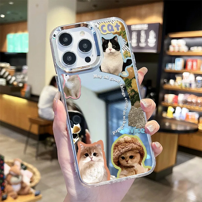 حافظة هاتف محمول على شكل قطة شهيرة مناسبة لهاتف آيفون 15 برو مناسبة لحافظة الهاتف المحمول للفتيات iPhone17 مع مرآة 16P #6