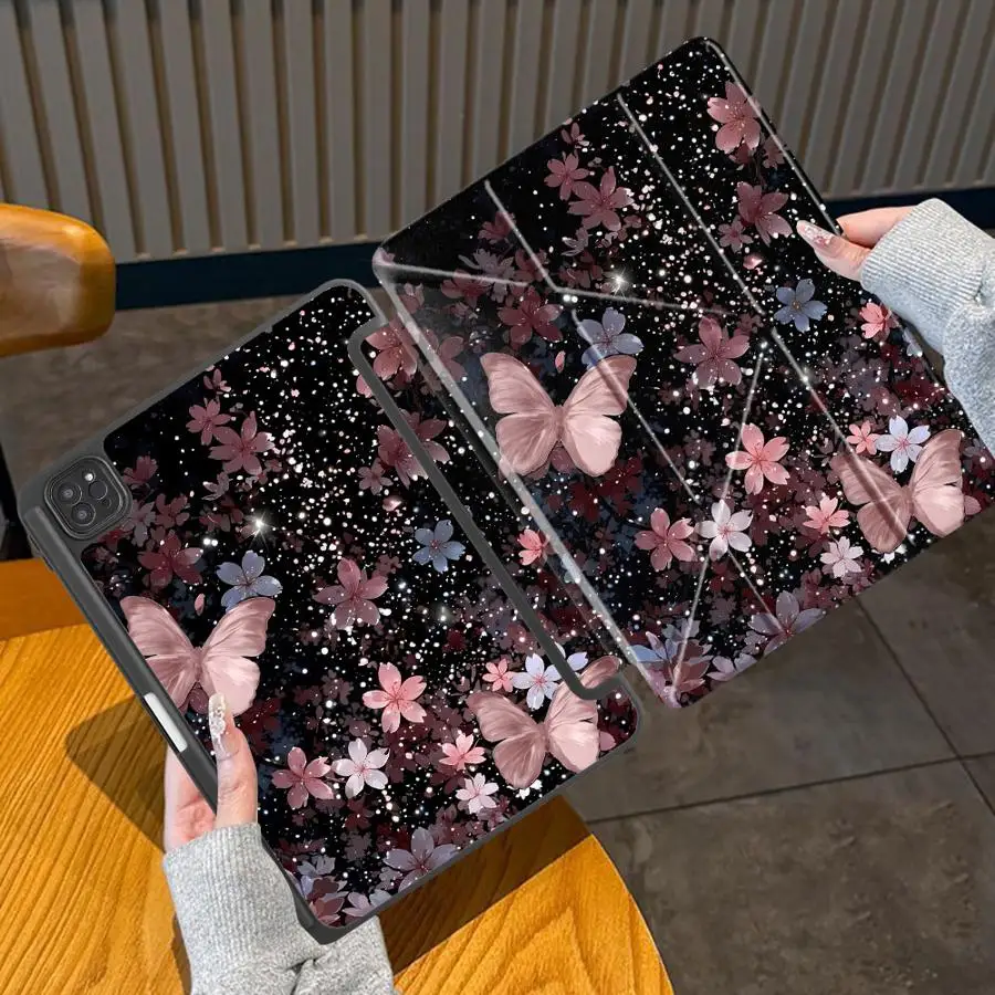 Tablet Case For iPad Pro 11th 10th 9th 8th 7th 12.9inch Air 4 5 M3 M2 1 2 M4 11inch Mini 6 7 Pro 2025 Holder Cover Pink