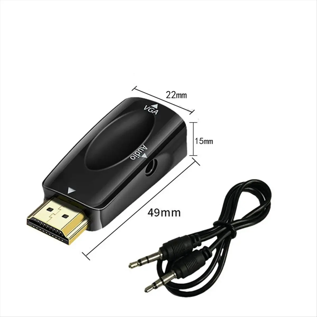 

Адаптер AB25 HDMI-VGA, совместимый с HDMI, HD 1080p, аудиоконвертер с передачей звука через разъем 3,5 мм, черный