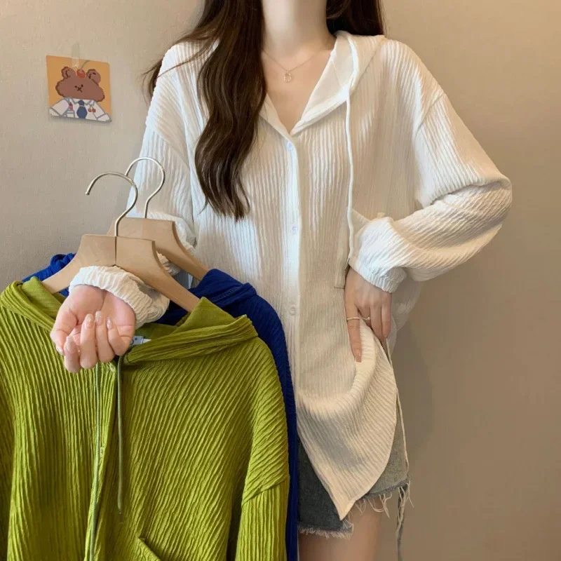 Pop Lightweight Hat Design Sun Protection Clothing Women's Outerwear Autumn New Loose Versatile Open Cardigan Top Fragrance Styl