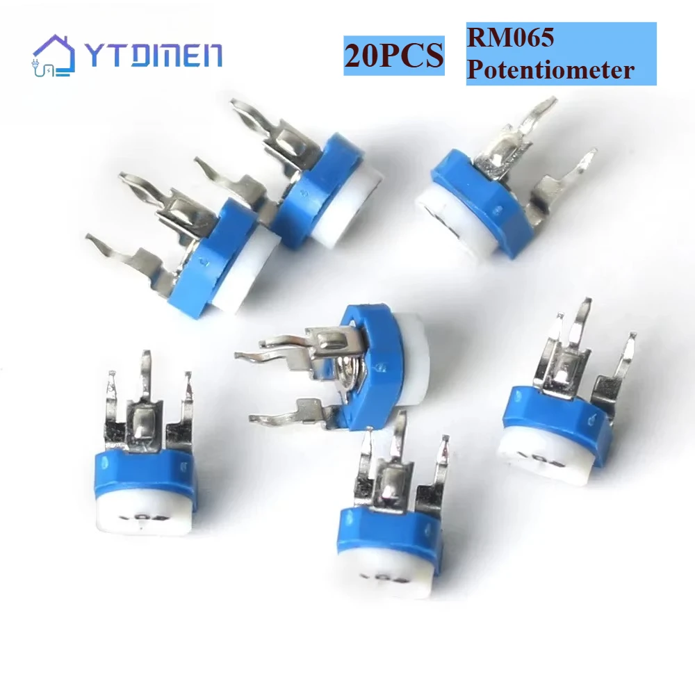 20PCS RM065 Trimmer Potentiometer 1K 2K 5K 10K 20K 50K 100K 200K 500K 100R 200R 500R 1M RM-065 Potentiometers Variable Resistor