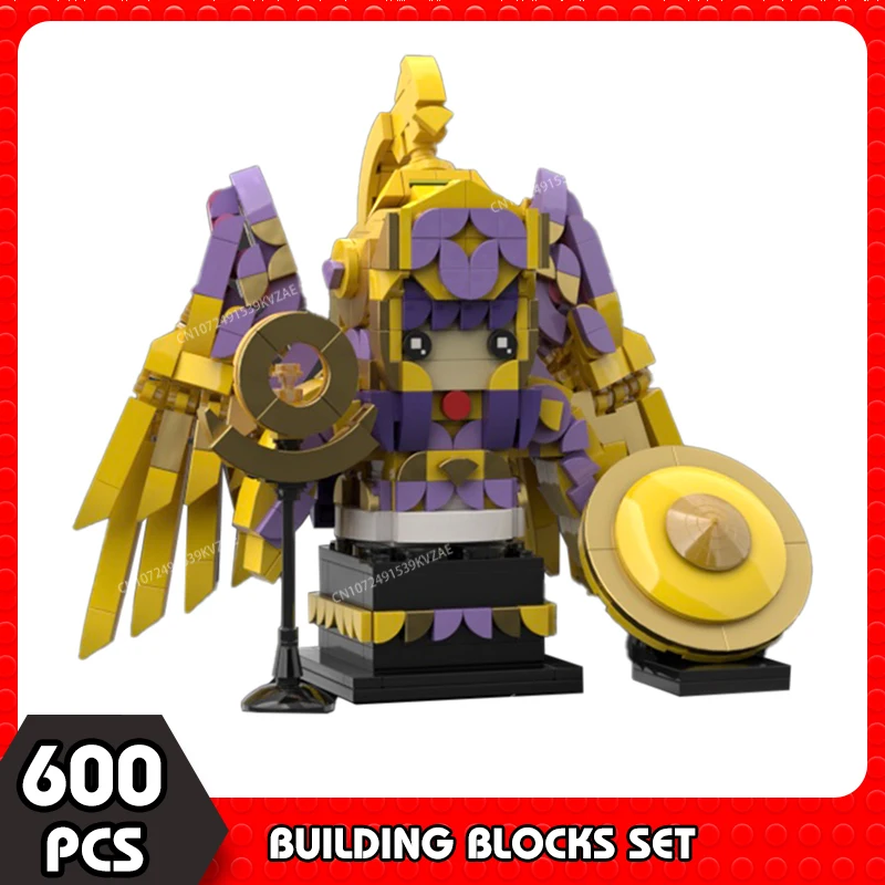 MOC Saint Seiyaed Brickheadz Building Blocks Japanese Anime Athena Action Figures Glacier Zilong Ikki Bricks Warrior Toys