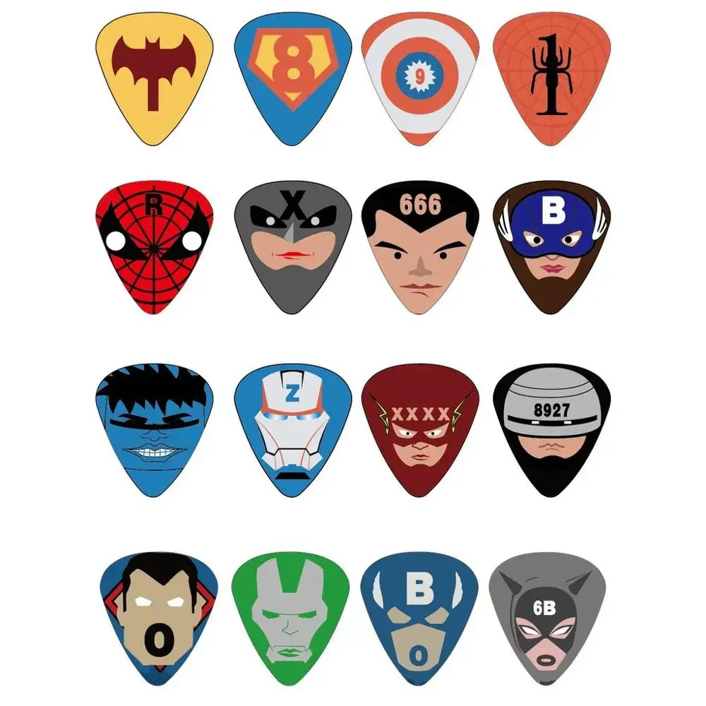 5PCS Superhero Pattern Skull Pattern Sexy Lady Pattern Acoustic Guitar Picks 0.5mm