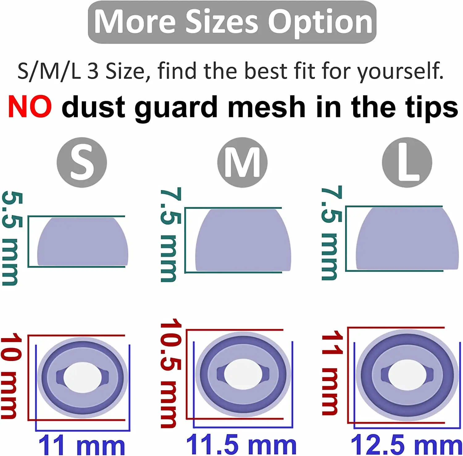 سماعات أذن لهواتف سامسونج جالاكسي براعم برو S/M/L ، مصنوعة من مطاط السيليكون ، ومزودة بفتحات تهوية ، ومزودة بفتحات تهوية