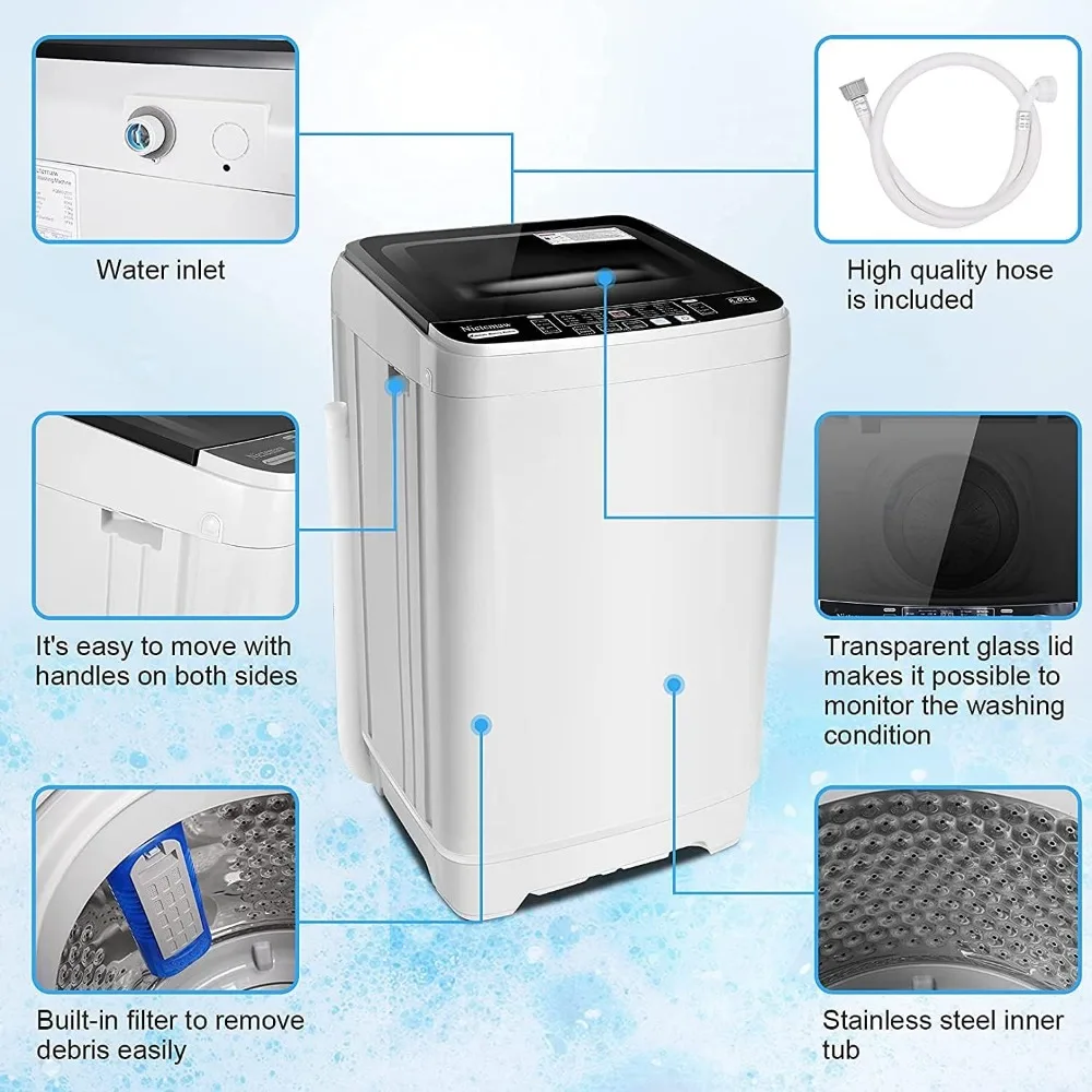 Washing Machine, 17.8Lbs Capacity Variety of Washing, Procedures & Energy Saving & Auto Unbalance Detection,  Washing Machine