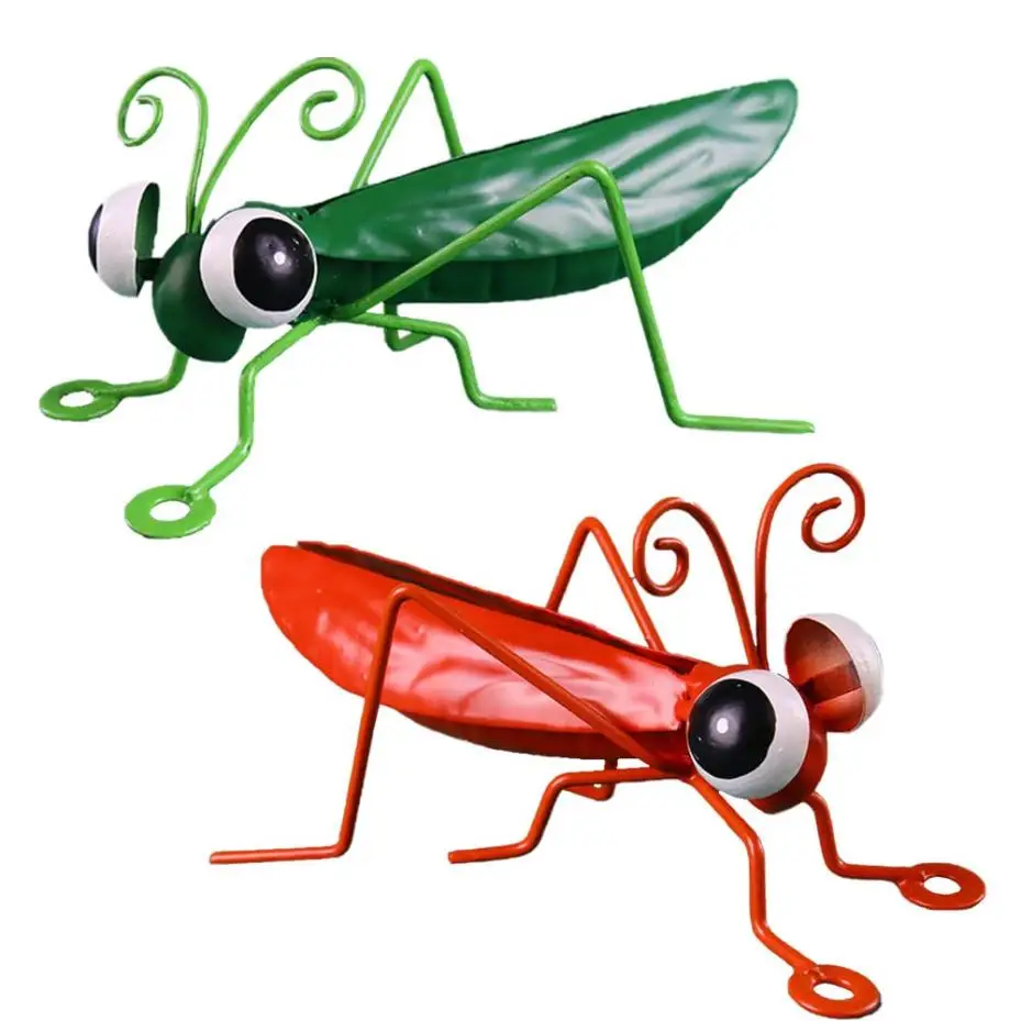 2026 Creative New 1 Pcs Colorful Cute Garden Art Metal Sculpture Locust Grasshopper Ornament Outdoor Wall Art Garden Statues