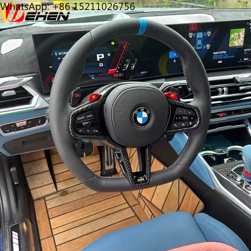 ل BMW M2 M3 M4 G80 G82 G83 G87 2019 2020 2021 2022 2023 2024 ترقية قديمة جديدة M4 الجلود ألياف الكربون عجلة القيادة
