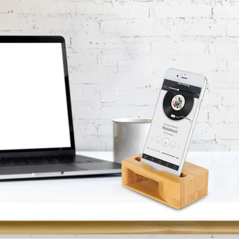 

10x6x3cm Bamboo Phone Amplifier Bamboo Wood Sound Amplification Phone Speaker Amplifier Echo Resonance Amplifier