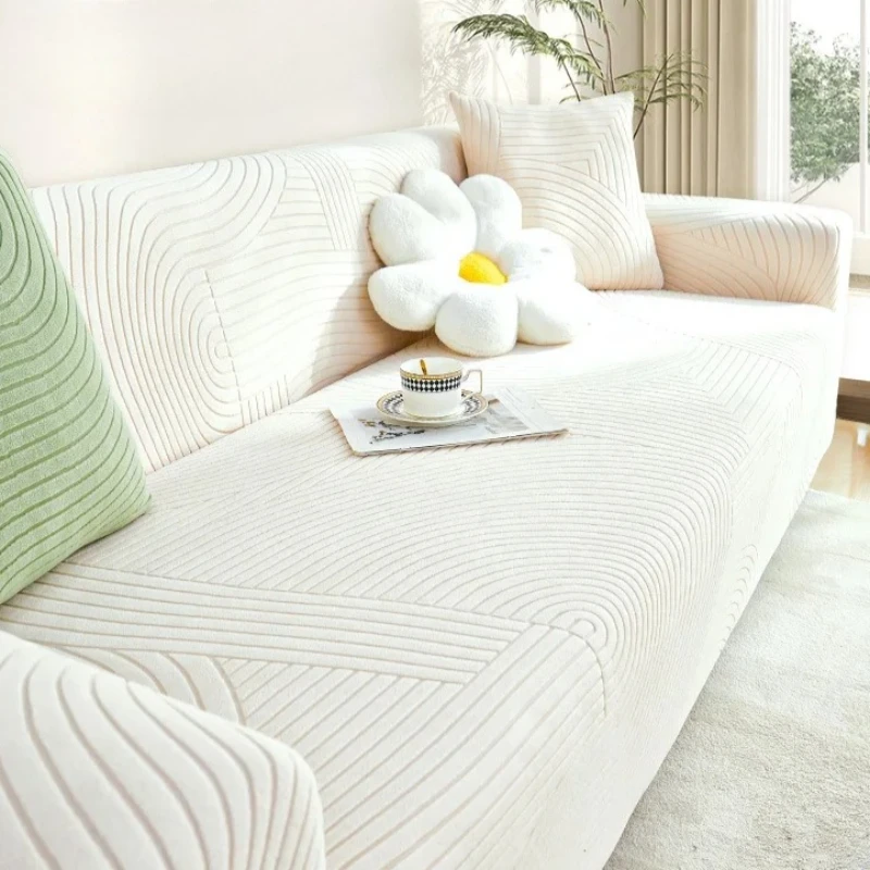 Elastic Polar Fleece Sofa Slipcover, Soft All‑Season Anti‑Cat Scratch Couch Protector for Living Room,1‑2‑3‑4‑5Seater Sofa Cover