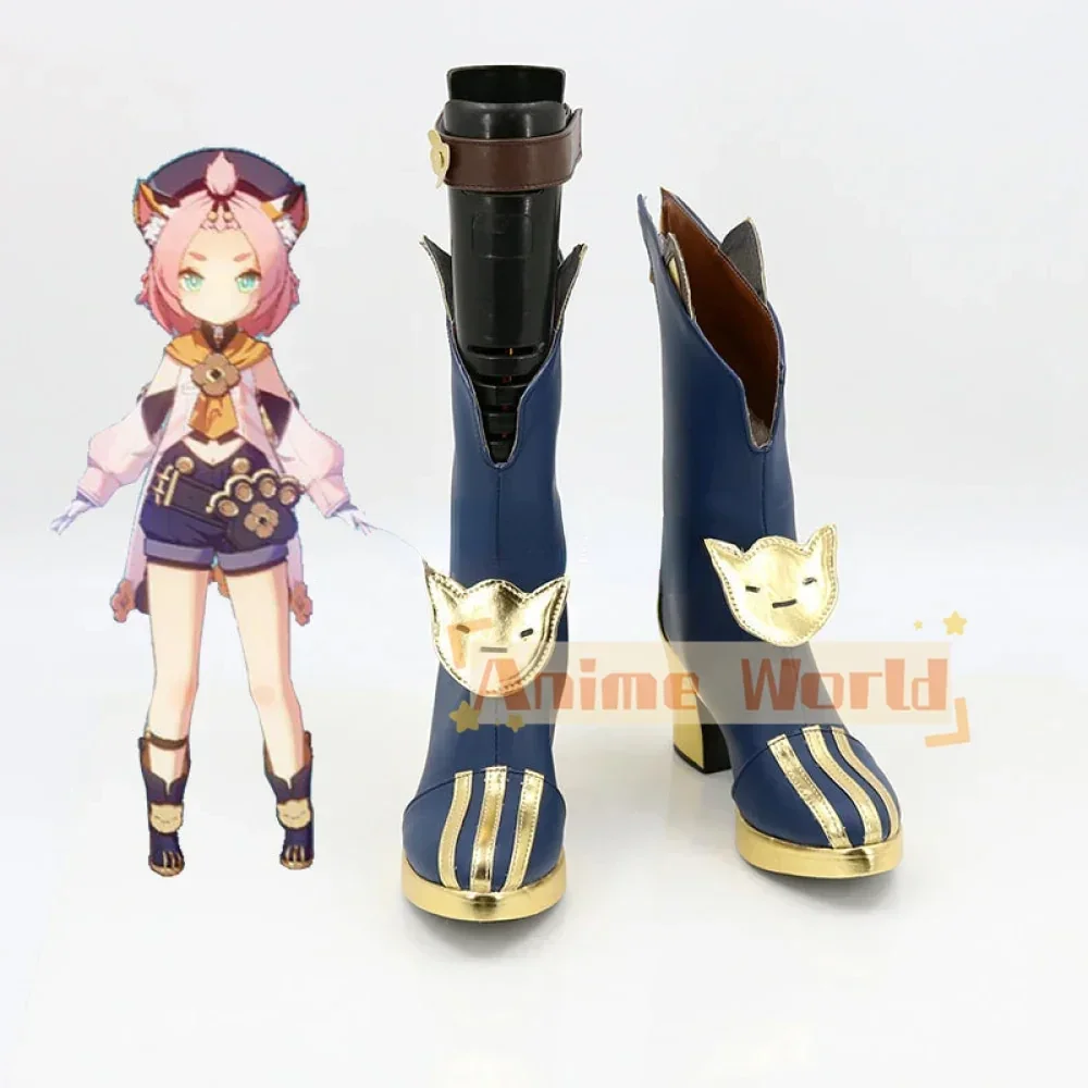 

Genshin Impact Diona Синие туфли Сапоги для косплея Хэллоуин Карнавальные сапоги на заказ