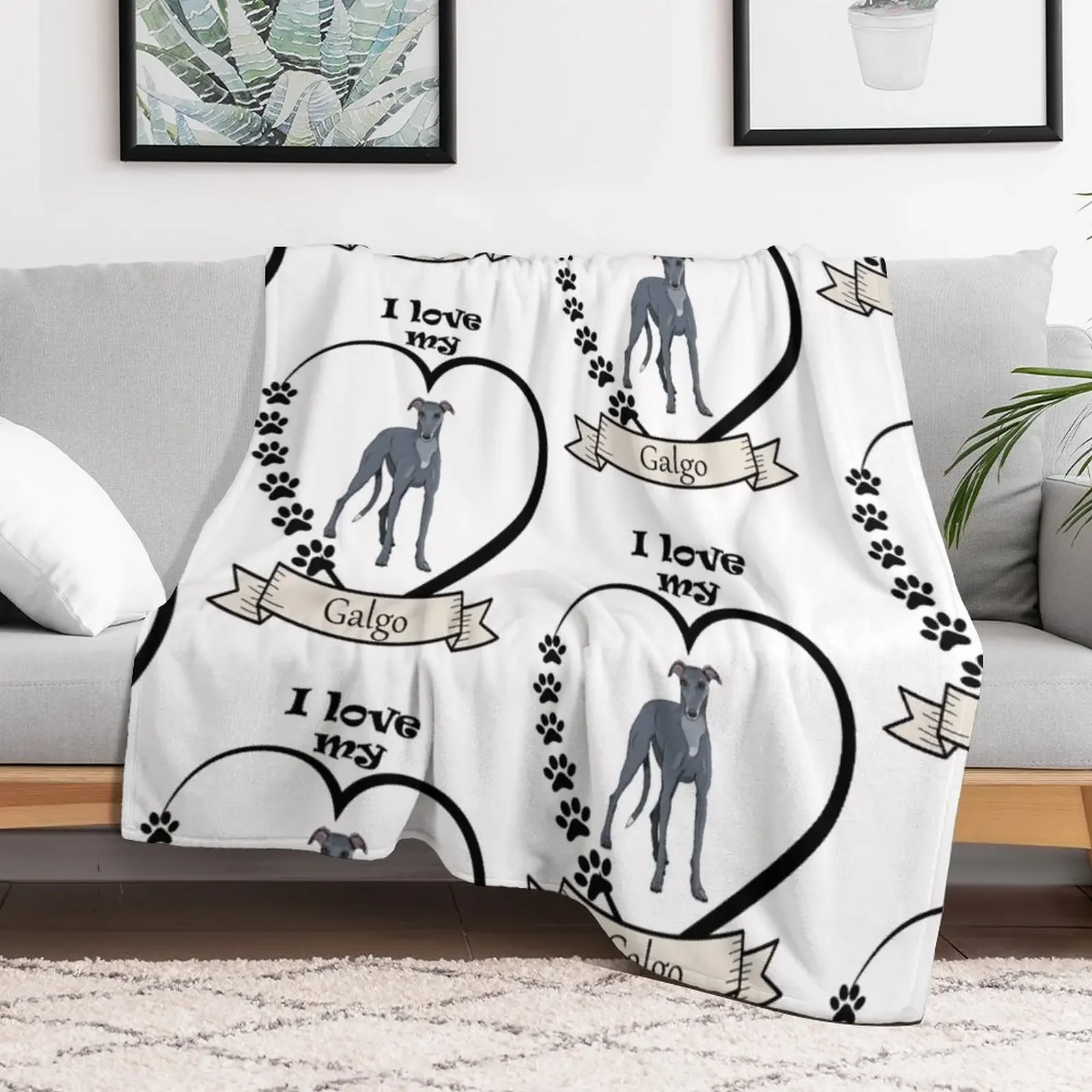 Grey greyhound (galgo) Throw Blanket Hairy bed plaid for winter valentine gift ideas Blankets