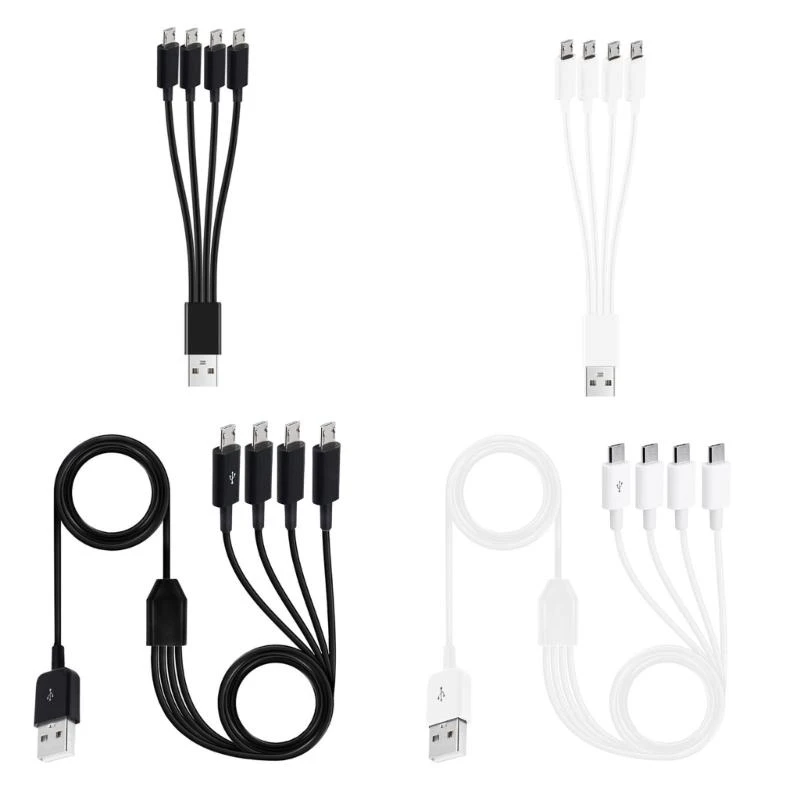 Cable de carga Micro USB 4 en 1, Cable múltiple para múltiples dispositivos, 4 tabletas o teléfonos, envío directo simultáneo