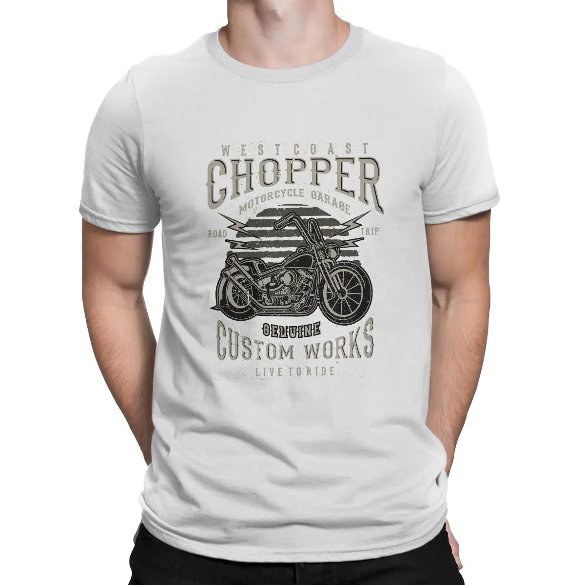 Chopper Custom Motor Motorcycle WORKS T Shirt Fashion Men Tees Summer Clothing Polyester Crewneck TShirt