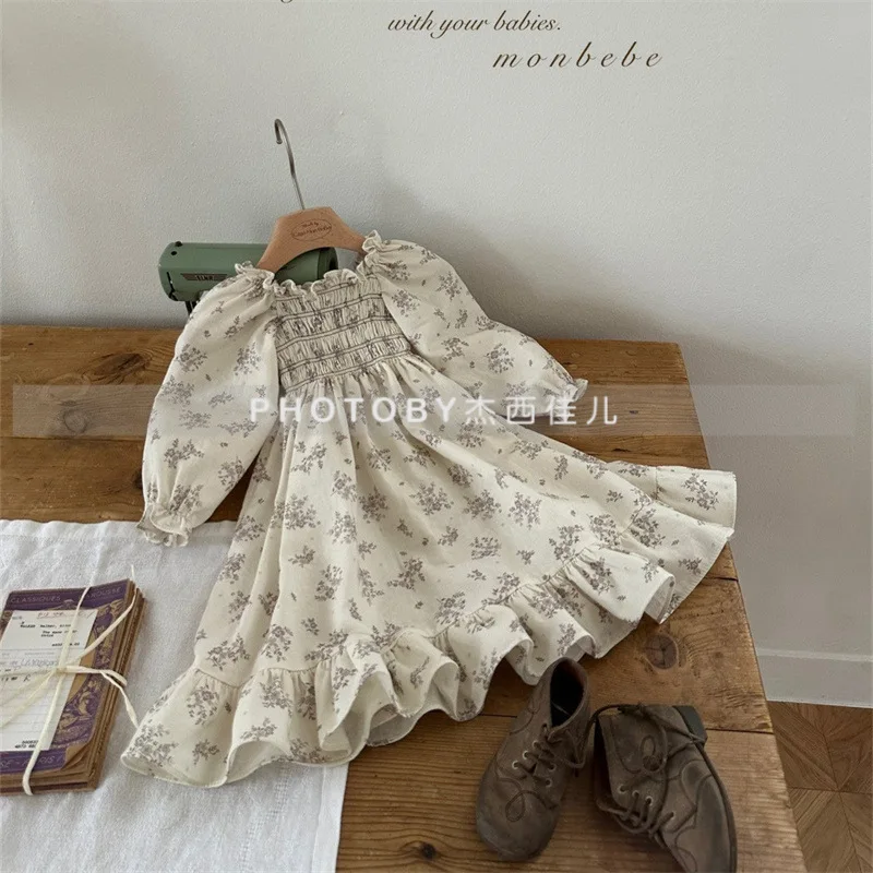 

25New Floral Princess Dress！Children's Clothing Spring and Autumn Little Girls' Elegant Lantern Sleeve Fashionable Dress