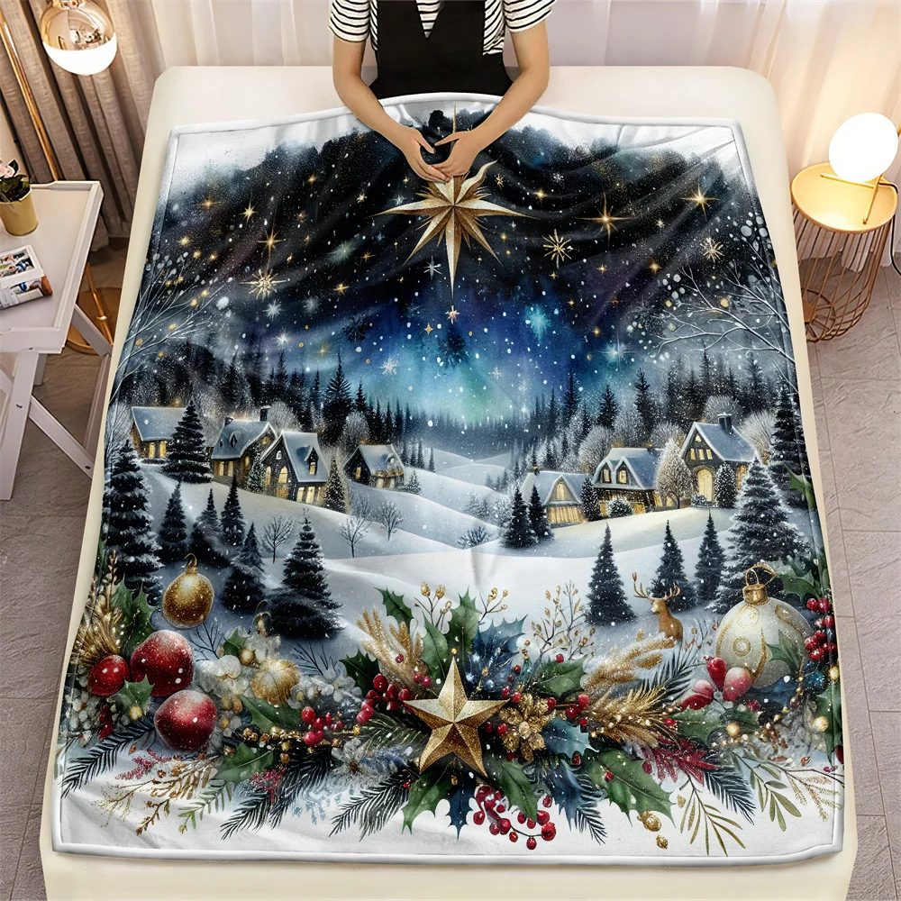 Christmas star Microfiber Blanket Super Soft Throw Blankets For Bed Bedspread Sofa Decorative Camping Picnic Winter Warm Blanket