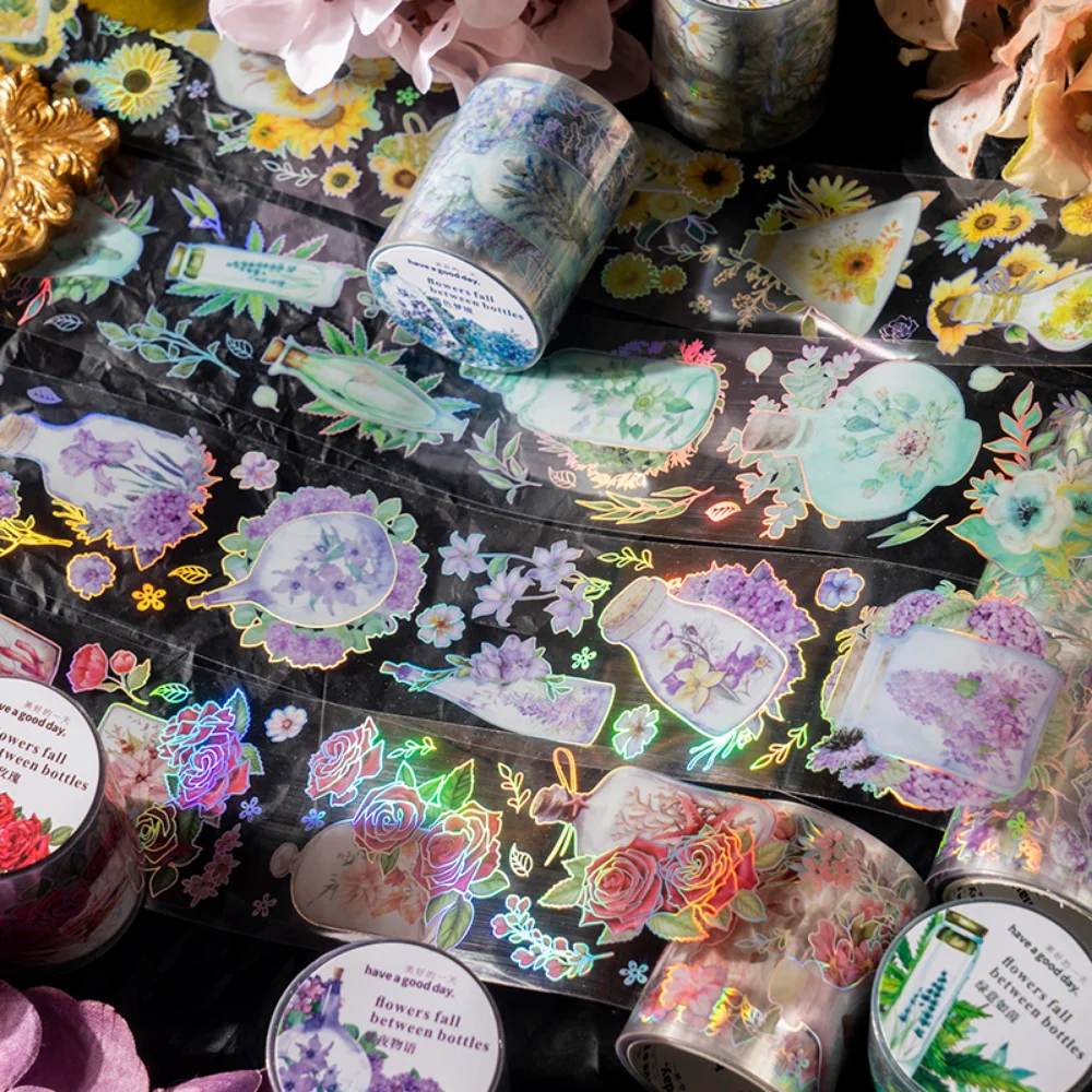 Mr. Paper 6 Style 300cm/roll Aesthetic Rose PET Tape Creative Vase Flower Hand Account Decorative Stationery Tape