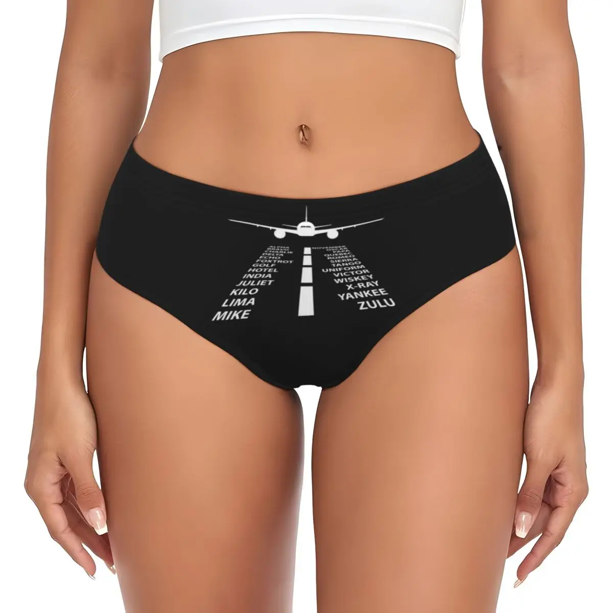 Custom Phonetic Alphabet Pilot Airplane Funny Aviation Gift Panties Briefs Women's Comfort Briefs Underwear Female Underpants