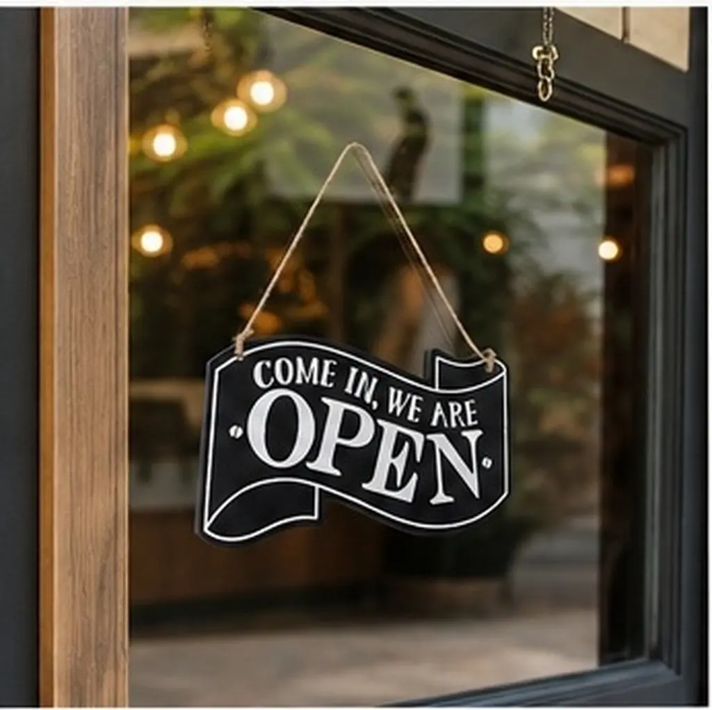 High Density Wood Vintage Door Sign Two Sided Come in Open Sorry Closed Braided Rope Hanger for Wedding Cafe Bar Clothing Store