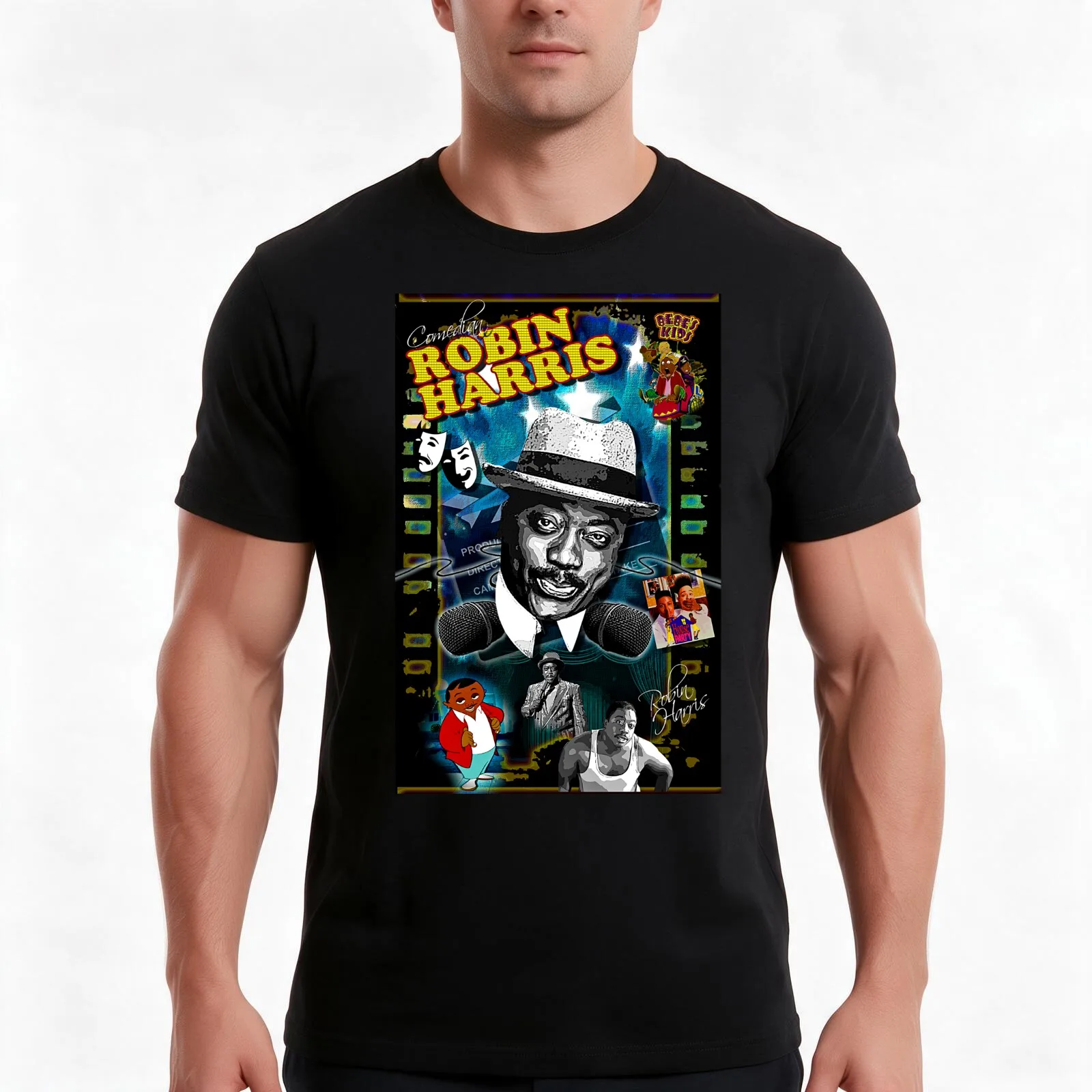 Robin Harris Shirt T-Shirt, Summer Casual Cotton Tee, Oversized Streetwear Tops, Vintage Graphic Print, Loose Fit Short Sleeve