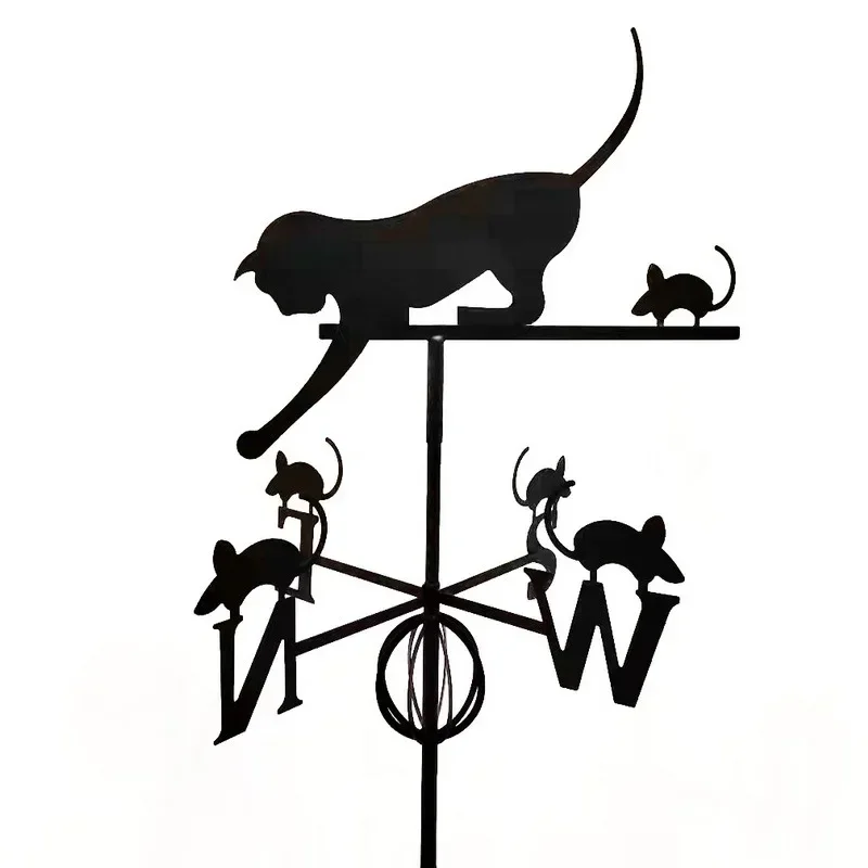 

Cross-border metal handicrafts plug-in new cat and mouse outdoor garden ornament tin animal wrought iron direction mark