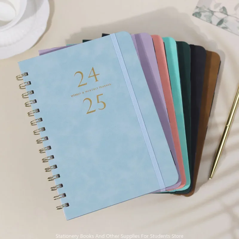 A5 Notebook 2025 New Calendar This Creative PU Leather-covered Weekly Planner This Banded Coil Diary